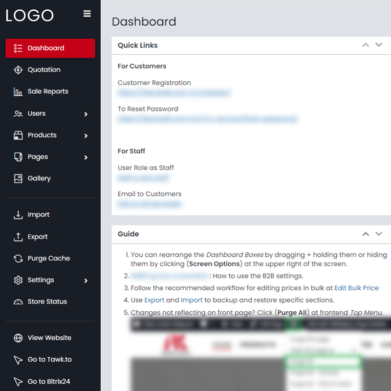 custom dashboard product